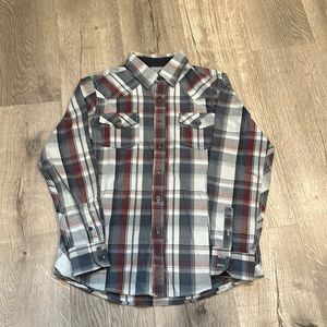 Micros LA Boys size M(10/12) Blue/ Maroon Plaid Long Sleeved Button Up Shirt